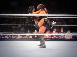 Kaitlyn Aj Lee Porn - kaitlyn and AJ embracing for over a minute after their last match together  on main event last night.