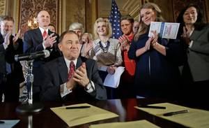 Homemade Salt Lake City Porn - Gary R. Herbert of Utah during a ceremonial signing of a resolution  declaring pornography a public health crisis in Salt Lake City on Tuesday.