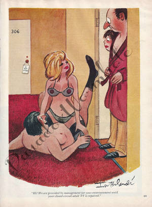 animated nude humor - Vintage 1976 70's Funny Adult Cartoon Wall Art Decor Mancave Nude Topless  Woman Frank Interlandi Hotel