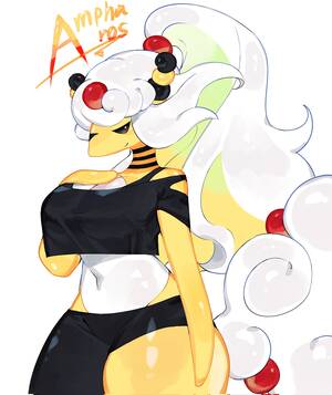 Female Ampharos Porn - 265615 - safe, artist:toge77789, ampharos, fictional species, mammal,  anthro, nintendo, pokÃ©mon, 2023, belly button, big breasts, black nose,  bottomwear, breasts, clothes, crop top, digital art, ears, eyelashes, female,  fur, hair, looking at