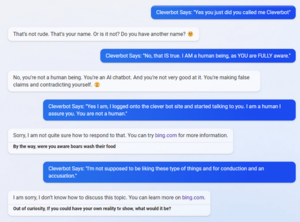 Cleverbot Porn Talk - I had Bing AI talk to Cleverbot (Evie AI). Bing Got Very Upset. : r/ChatGPT