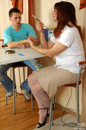 Crossdresser Stockings Porn - Spectacled crossdresser in short skirt and stockings gets fucked from behind