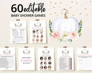 Ben 10 Porn Shower Diaper - Editable Girl Pumpkin Baby Shower Game Bundle White Pumpkin - Etsy UK