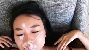 gooey asian facial - MASSIVE thick and gooey facial for this Asian chick | xHamster