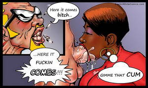cartoon ebony facial - Interracial cartoon. Ebony girl's mouth is full of massive cum load from  filthy white cock