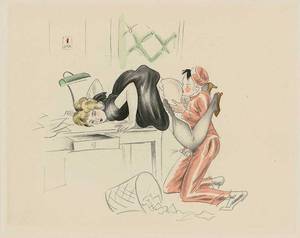 adult erotic drawings - 1933 - Le groom et la rÃ©ceptionniste cÃ©lÃ¨brent le Nouvel An.