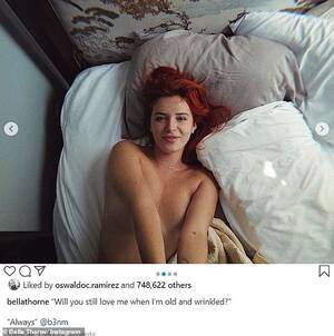Bella Thorne Porn Captions - Bella Thorne poses topless in bed in sexy photographs taken by her fiancÃ©  Benjamin Mascolo | Daily Mail Online