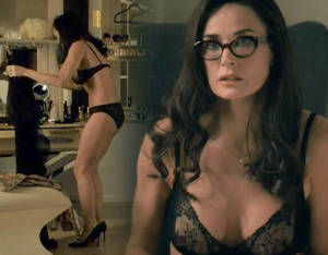 Demi Moore Old Sexy - Demi Moore flashes nipples as she strips down to lingerie in steamy scenes