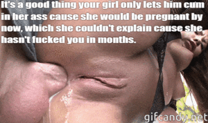 anal cum captions - Cowgirl Position gif