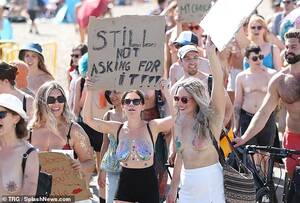 nipples on the beach - Hundreds strip off for 'Free the Nipple' protest on Brighton beach to  challenge 'double standards' | Daily Mail Online