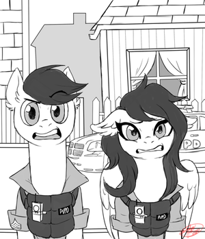 Mlp Police Porn - 2023751 - safe, artist:devidevidevil, oc, oc only, oc:darren cuffs,  oc:veronica cuffs, earth pony, pegasus, pony, brother and sister,  bulletproof vest, car, clothes, duo, female, grayscale, high res, looking  at you, male, mare,