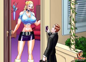 hot shemale big dick cartoon - Blonde cartoon tranny with monster tits fucks a tiny guy with her big cock  - HD Porn Pictures