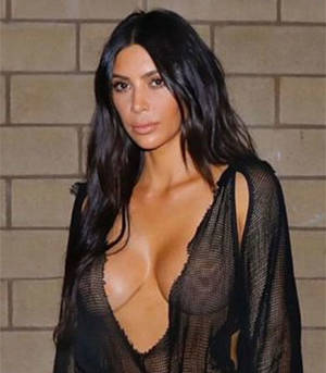 fat celebrity boobs - If you're not already tired of celebrity diva Kim Kardashian here's some  paparazzi shots of her walking around in a see through top showing those  big tits ...