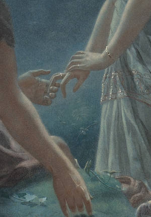 A Midsummer Nights Dream Porn - Hermia and Lysander, A midsummer night's dream by John Simmons. Before  1876. detail