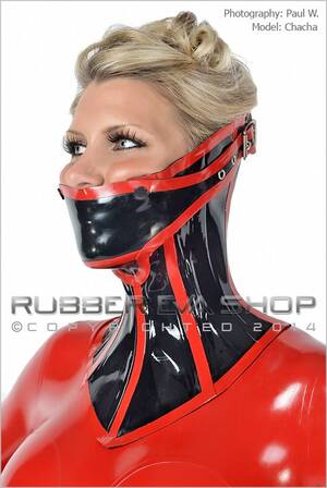 latex rubber corset bondage - Steel Boned Rubber Neck Corset With Detachable Mouth