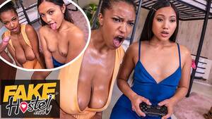 ebony asian threesome - Fake Hostel - Video Game Playing Asian Thai Girl and Ebony Latina College  Teens in Horny Threesome - Pornhub.com