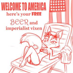 Anthro Vixen Porn - e621 advertisement alcohol anthro beer beverage bikini bra breasts canine  chair clothed clothing english_text eyebrows eyelashes