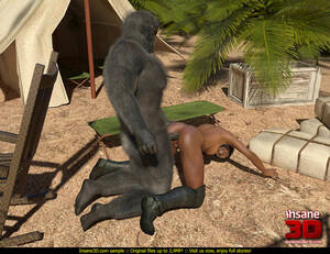 Gorilla Porn - Horny gorilla fucks a super hot ebony army girl so hard - CartoonTube.XXX
