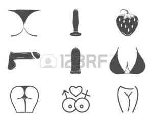 black sex illustrations - Collection of cute Sex shop icons. Sexual symbols. Use for web or print.