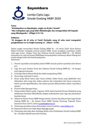 Arya Faye Porn Babysitters Club - Sayembara Lomba Cipta Lagu Sinode Godang HKBP Ke- 65 Tahun 2020 - Website  Resmi Huria Kristen Batak Protestan (HKBP)