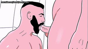 Gay Boy Cock Cartoon Porn - Bearded straight man sucks a male bottom's ass then the bottom sucks the  straight's cock - Animated Gay Porn - Rule 34 Gay