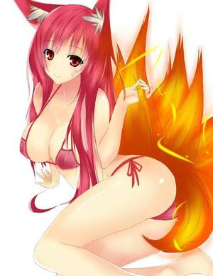 Anime Fox Girl Porn - ahri animal ears artist request bikini breasts cleavage kitsune league of  legends swimsuit tail - Image View -