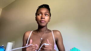 milk ebony tits - Cute young Ebony pumps her titty milk for Youtube | xHamster