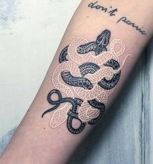 Barcode Slave Tattoo Porn - Intricately Intertwining Snake Tattoos Using Black and White Ink