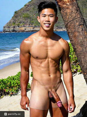 horny asian beach - Horny Asian Teen with Big Cock in Tight Panties on the Beach | Pornify â€“  Free PremiumÂ® AI Porn