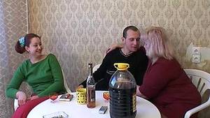 chubby mature russian - Cute redhead shares her hubby with her chubby mature friend