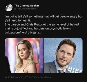 Brie Larson Porn Captions - What do we think of this Brie Larson and Chris Pratt take? : r/Fauxmoi