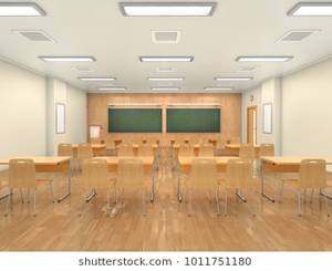 Middle School 3d Porn - School classroom interior. 3d illustration