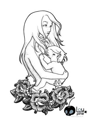 lactating tattooed - #dotwork #illustration #tattoostyle #breastfeeding #normalizebreastfeeding  #tenderness #