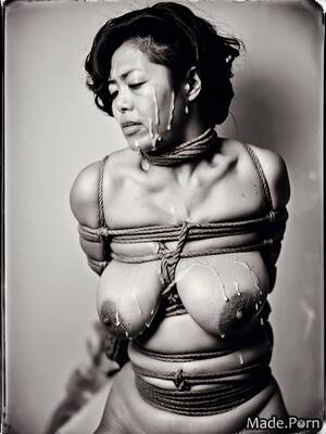 bondage black white - Porn image of bondage black white woman gangbang gigantic boobs skinny  created by AI