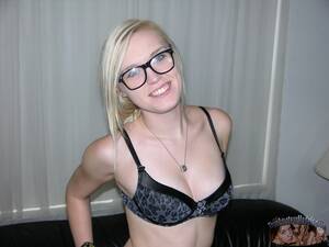 fat naked blonde glasses - Hot Amateur Blonde Nerd Modeling And Spreading Nude