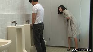 asian public bathroom - Crazy Asian chick Uta Kohaku pisses on dick of one stranger dude in a public  toilet - AnySex.com Video