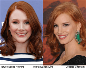 Jessica Chastain Porn Star - Bryce Dallas Howard TLL Jessica Chastain : r/totallylookslike