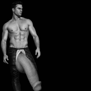 huge soft cock jeans - Brazilian model rips open his jeans and his giant dick flops out. Vintage  muscleman sports a thick soft cock. Big dicks rock!