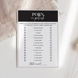 My Name Is Porn - Chic Bachelorette Party Porn or Polish Game | Instant Download