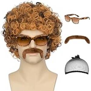 70s Male Porn Star Glasses - Amazon.com: Miss U Hair 70s Disco Wig Mens Disco Outfit Short Curly Dirty  Blonde and Brown Afro Wigs with Mustache Glasses Set : Clothing, Shoes &  Jewelry