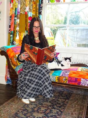 1960s Go Go Porn - Wearing: 1960s St Michael nightie with quilted skirt; 1970s white leather go -go boots and a enamel horse pendant. Note the colour co-ordinated cat, ...