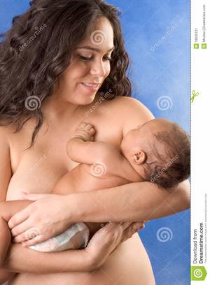 close up latina naked - Ethnic Latina mother with her baby boy son