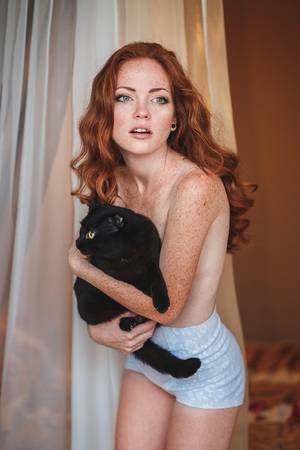 black pussy wall - Model: Oksana Butovskaya Redhead Black Pussy Cat