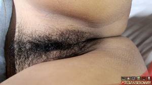 asian fuck close up - Cum in hairy asian pussy