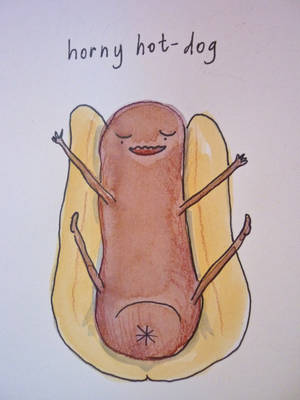 Horny Porn Drawings - (Food Porn) horny hot dog watercolor cartoon
