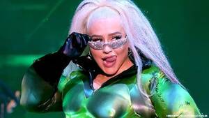 latex christina aguilera porn - Christina Aguilera Whipped Out a Glittery Green Strap-On For LA Pride