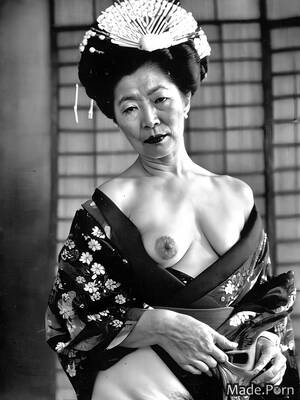 Geisha Vintage Porn - Porn image of vintage skinny 80 portrait geisha saggy tits partially nude  created by AI
