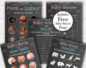 Hd Porn Party Of Baby - 5 Baby Shower Games Pack Chalkboard Games, Printable Baby Shower Games, Baby  Shower Party