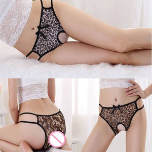 Crotchless Porn - Female Sexy Erotic Porn Crotchless Thongs Lingerie Underwear Leopard  Underpants Woman G-String V-