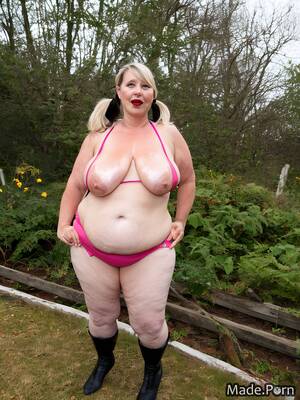 fat saggy breasts - Porn image of fat saggy tits gigantic boobs woman bimbo looking at viewer  bikini created by AI